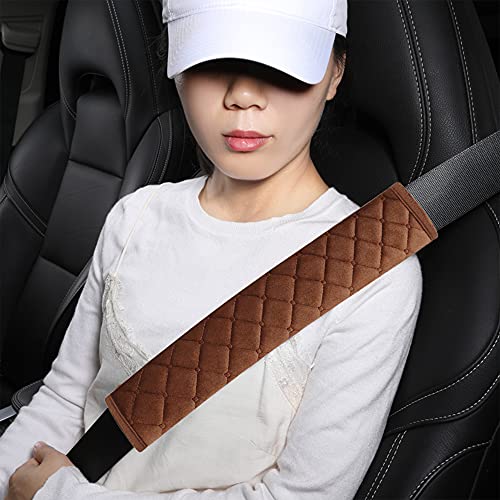 HighnessHwoo Extra Long Seatbelt Covers for Adults Kids Women & Men, Soft Car Seat Belt Strap Cushion for Sedan, SUV, Trucks, Shoulder Neck Chest Protector Pads, Auto Accessories, 2pcs, Brown, 10.5in - color: Brown, size: 10.5in - 2pcs