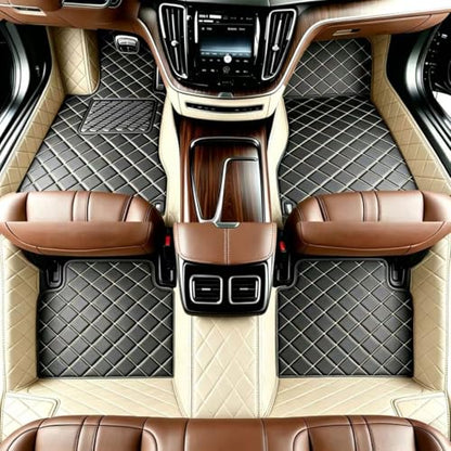 Customize Personalized Floor Mats for Cars, Full Coverage Luxury Mats, Anti-Slip Mat Set, Custom Floor Mats Suitable 99% of Sedan Trucks SUV - color: Beige Black