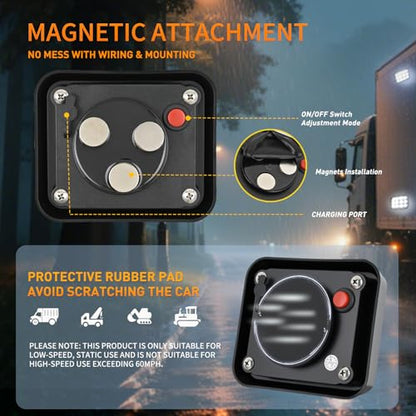 Nilight 12LED Magnetic Wireless Trailer Lights 2PCS Rechargeable Portable Hazard Beacon Warning Light White Emergency Strobe Light for Trucks Trailers Vehicles Cars Bus Surface Mount - color: 12LED White