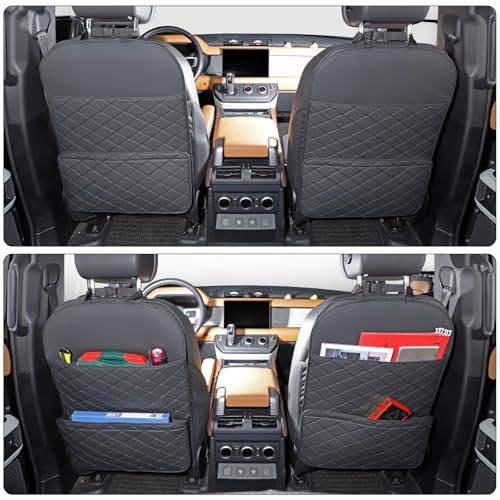 TAIKOO Seat Back Protector + Large Capacity Pocket Storage Organizer,Preventing the Impact of Children Stepping on the Seat Backrest (Black) - color: Black
