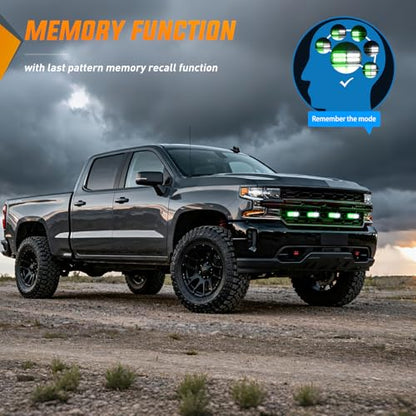 Nilight 4PCS 24LED Emergency Strobe lights 12V 24V Green White Surface Mount Grille Hazard Safety Warning Light Sync Feature Side Flashing Marker Flash for Car Truck Campers - color: Green White