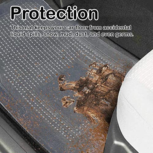 Vaygway All Weather Floor Mats-Universal 4 Piece Car Interior- Rubber Clear Car Plastic Rug-Blue-Tinged Weather Protection Mats - style: Clear Plastic Floor Mat