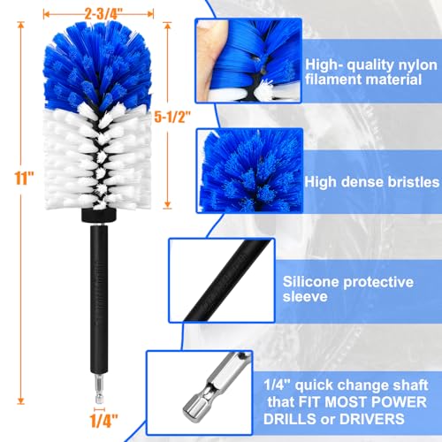 Car Wheel Brush Kit, Soft Drill Wheel Cleaner Brush, Tire Brush, Detailing Brush, and Detailing Pads, No Scratches Car Wheel Cleaning Kit for Wheels, Tires, Rims, Engines, Exhaust(Blue+White, 6 Pack) - color: Blue+white 6 Pk