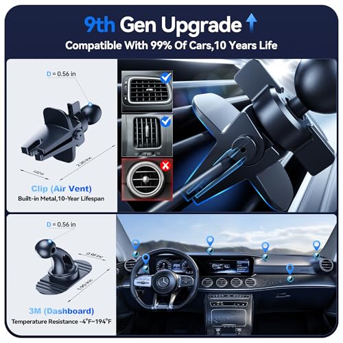 Beser 15W for MagSafe Car Mount Charger, (3.81 lbf) Magnetic Qi Wireless Car Charger, Vent/Dashboard, Phone Holder Mount for iPhone 16/15/14/13/12 Series, Fast Charging, Aluminium, Black