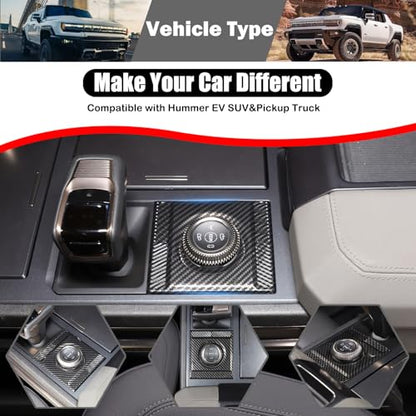 for Hummer EV 1 Drive Mode Gear Shift Knobs Cover and 1 Gear Shift Knob Panel Frame Trim Compatible with Hummer EV SUV Pickup 2022-2024 2025+