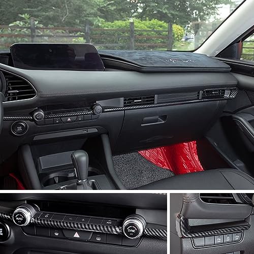 Car Accessories Fit for 2019 2020 2021 2022 2023 2024 2025 Mazda 3 Axela Inner Dashboard Center Console AC Air Vent Outlet Cover Trim (Carbon Fiber Style) ABS 4 PCS - color: Carbon Fiber Style