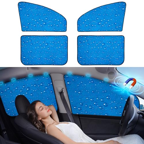 Aokway Side Window Sunshade Sun Shade for Car Window Double Thickness Auto Windshield Sunshades Curtain Universal Fit for Driver for Baby UV Protection (Blue, Front+Rear Side 4Pcs) - color: blue, size: Front+rear Side 4pcs