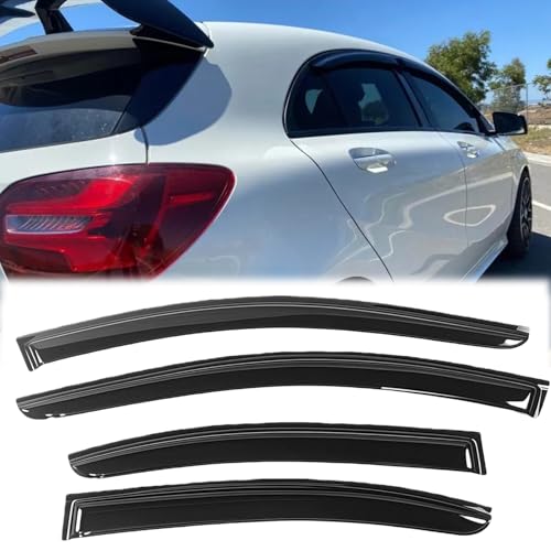 Rainproof Side Window Wind Deflectors for Benz A-Class W176 2013-2018 | Tape-on Sun Rain Guards, Stylish Car Window Visors & Vent Deflectors Installation Tape Included MB36 - size: A-CLASS W176 2013-2018