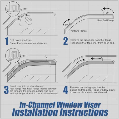 Auto Dynasty 4Pcs in-Channel Window Visor Compatible with 2011-2023 Dodge Charger, Deflector Rain Guard, Acrylic Black - size: 11-23 Dodge Charger