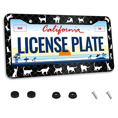 Cat License Plate Frame Pet Animal License Plate Frames for Car Decorative Parts Stainless Steel License Plate for Standard Us Canada License Plate Holder 12x6 Inch - color: Cat Pet Animal, size: One size