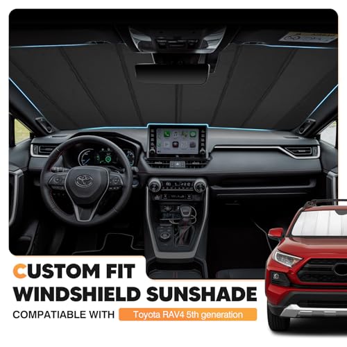 KUST Windshield Sun Shade for Toyota RAV4 2019-2025 Foldable Thicken Window Sunshade UV Protection Keep Cool Sunshield Easy Install Sun Visor Accessories Aluminum Film - size: FOR | Thickened Toyota RAV4 2019-2025