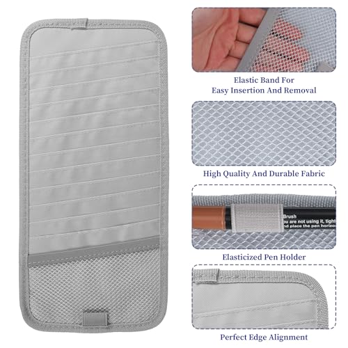 CD Visor Holder for Car, DVD Vehicle Visor Storage Organizer Gray Large Capacity CD Case with 12 Storage Sleeves, 1 Mesh Pocket, 1 Pen Loop & Elastic Strap