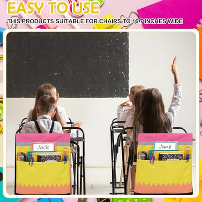 12 Pack Pencil Chair Pockets for Classroom 18.5'' x 19'' Preschool Seat Pockets Kindergarten Pencil Classroom Decor Elementary Back to School Teacher Chair Storage Organizer with Name Slot - style: Pencil