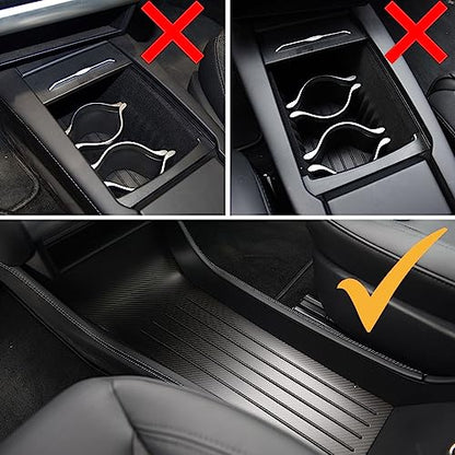for 2012-2015 Tesla Model S Center Console Organizer Tray, Silicone Cup Holder Compartments Storage Bins fits Model S Accessories