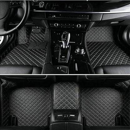 Custom Making Car Floor Mats for 96% Car Model Luxury Leather All Weather Waterproof Anti-Skid Full Coverage Liners (Black) - color: black