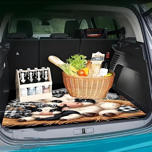 Universal Car Trunk Mat 29" x 39", Cute Cow Pattern All Weather Trunk Protection Cargo Liner, Durable Cargo Mat Rear Trunk Liner, Stylish Vehicle Interior Accessories Suitable for Most Car Models - color: Cute Cow Pattern