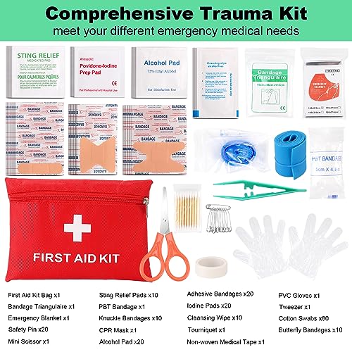 Survival Kit 256 in 1, First Aid Kit Survival Gear Tools Trauma Kit with Molle Pouch for Outdoor, Camping, Hunting, Hiking, Earthquake, Home, Office, Gifts for Men Dad Husband Women - color: Black