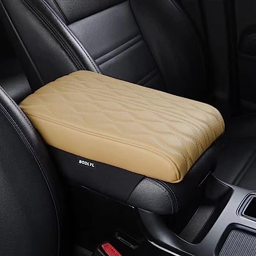 Car Center Console Cover, Memory Foam Car Armrest Cushion, Beige Auto Arm Rest Pad, Leather Arm Rest Covering Car, Hand Rest Pillow for SUV/Truck/Vehicle (Beige) - color: Beige, size: Texture 1
