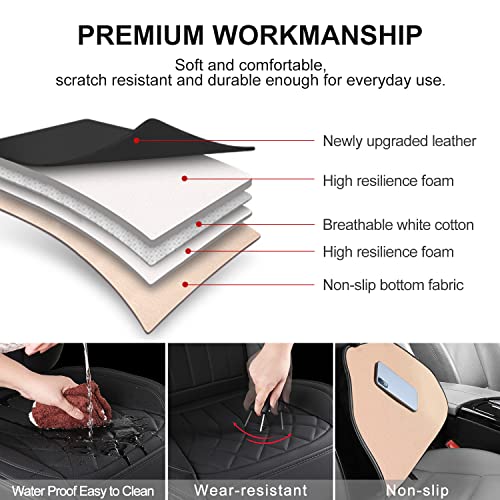 1 Pack Leather Front Car Seat Cover, Universal Sideless Car Seat Protector with Storage Pocket and Seat Belt Pad, Waterproof Automotive Seat Cover Cars Trucks SUV(Black) - color: front 1pcs black
