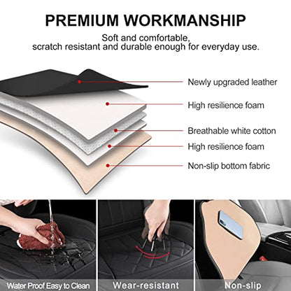1 Pack Leather Front Car Seat Cover, Universal Sideless Car Seat Protector with Storage Pocket and Seat Belt Pad, Waterproof Automotive Seat Cover Cars Trucks SUV(Black) - color: front 1pcs black
