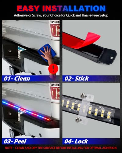 LUMENIX 49" Inch Strobe Light Strips, Back Window | Tailgate Red Blue Emergency Warning Flashing Police Double Row LED Strip Lights Bar w/Controller for Responder POV Cop Vehicles Trucks SUVs - 1PC - color: Red Blue