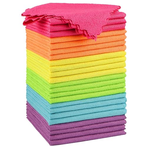 Orighty Microfiber Cleaning Cloth, 24 Pack Highly Absorbent Cleaning Rags, Household Cleaning Supplies, Reusable Lint Free Cloths Microfiber Rag for House, Kitchen, Car Care, 12x11 inch - color: Multicolor, size: 24 Pack