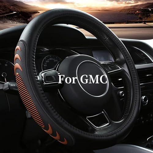 Yangday Leather Steering Wheel Cover for GMC Sierra 1500 2500 3500, 14.5-15 inches Car Steering Wheel Cover with Anti-Slip Massage Particle (Brown) - color: Brown
