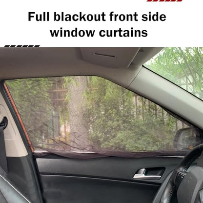 2 PCS Car Window Shades, Stretchable Side Window Full Coverage Sun Shade, Breathable Front Door Mesh Window Cover for Baby Kids Adults Pet, Universal for Most Cars (Black) - size: 2 PCS