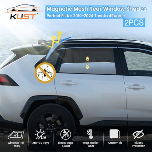 KUST Car Window Shades for 2010-2024 Toyota 4Runner Accessories, Breathable Mesh Magnetic Window Covers, Rear Back Side Window Sun Shades UV Block Privacy Protection for Baby Camping Napping 2PCS - size: FOR | Toyota 4Runner 11-23 (Pack of 2 Rear Side)