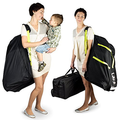 V VOLKGO Car Seat Travel Bag For Airplane with Padded Backpack Shoulder Straps, Gate Check Bag, Car Seat Bags for Air Travel Carseat Travel Cover, Carseat Travel Bag Cover for Airplane Travel - color: Green Shoulder Straps