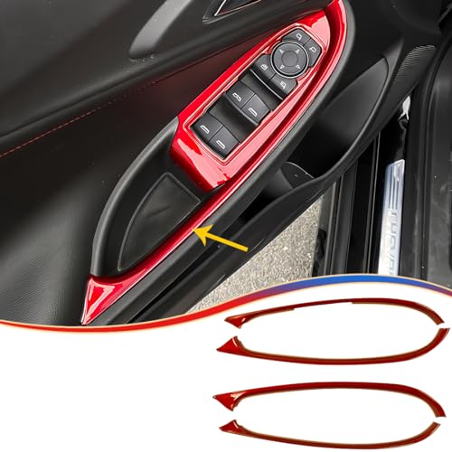MUXEE Window Switch Panel Cover Trim for Chevrolet Malibu 2016-2024 Wine Red Window Control Button Trim Sport Interior Trim Full Set - color: Wine Red