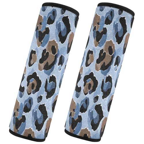 Bolaz Light Blue Leopard Cheetah Soft Seat Belt Cover Pad Seatbelt for Baby Kids Cushion Shoulder Strap Pads Flannel 2Pcs - color: Light Blue Leopard cheetah, size: Small