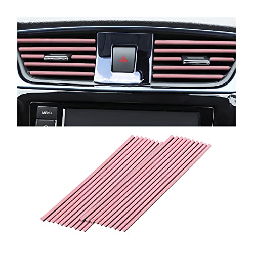 8sanlione 20PCS Car Air Conditioner Decoration Strip, Auto Air Vent Outlet Chrome DIY Trim Strips, Waterproof Moulding Bendable Protection Strip Line, Car Decor Accessories for Most Cars (Pink) - color: Pink