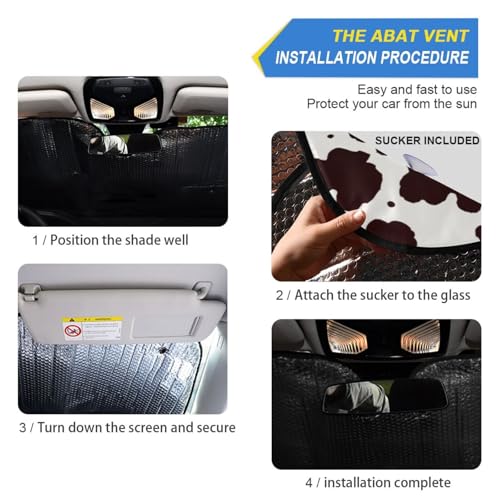 Windshield Sun Shade Cow Print Brown Farm Ram Front Window Block UV Shades Visor Reflective Retractable for Car SUV Trucks - color: B014