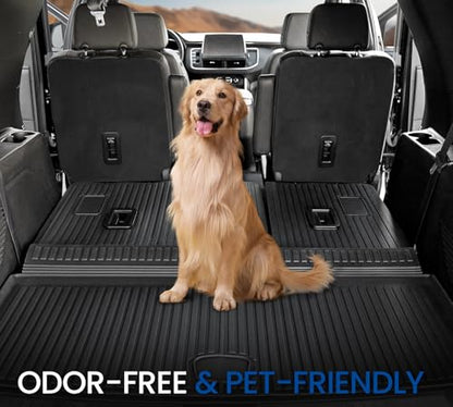 Floor Mats Set for 2021-2025 2026 Chevrolet Chevy Tahoe/GMC Yukon 7 Seat Bucket Seat Accessories(Not for Yukon XL), All Weather TPE Cargo Mat Liner Backrest Mat Door Sill Protectors - style: Floor Mats Set