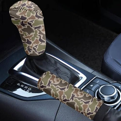 Handbrake and Gear Shift Knob Cover 2 Piece Automobile Hand Brake Cover Car Interior Accessories - color: Duck Camo Print-