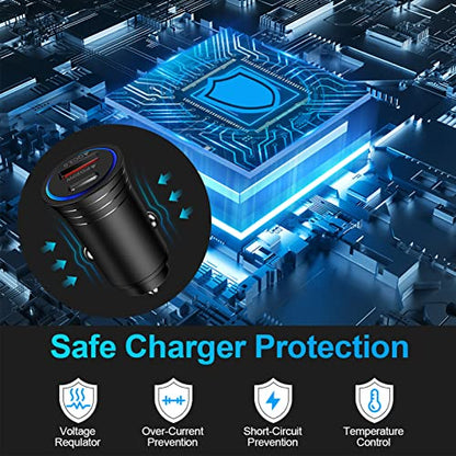 USB C Car Charger, 38W Fast Charge Car Charger Adapter PD&QC 3.0 Dual Port Cigarette Lighter USB Plug for iPhone 17e 17 Pro Max Air 16e 16 15 14 13 12 11 SE XR XS X 8, Samsung Galaxy S26 S25 S24 S23