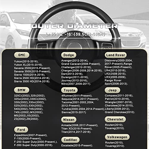 SEG Direct Car Steering Wheel Cover for F-150 Tundra Range Rover 15.5-16 inch, Black and Gray Microfiber Leather - color: Black and Gray, size: Large size[15 1/2''-16'']