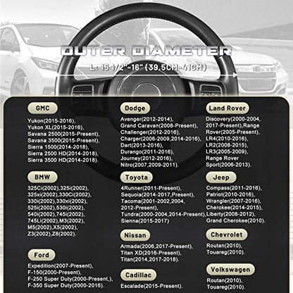 SEG Direct Car Steering Wheel Cover for F-150 Tundra Range Rover 15.5-16 inch, Black and Gray Microfiber Leather - color: Black and Gray, size: Large size[15 1/2''-16'']