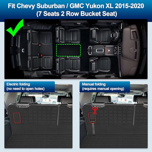 Peleus Floor Mats for Chevrolet Suburban & GMC Yukon XL 2015-2020 (2nd Row Bucket Seats),TPE All Weather Protection 3 Rows Car Floor Liners Duty Full Set Rubber Liner Suburban & Yukon XL Accessories - style: For Chevrolet Suburban & GMC Yukon XL 2015-2020