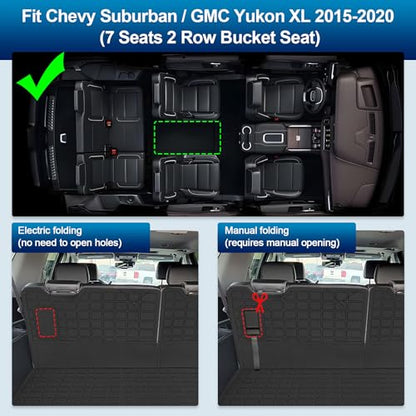 Peleus Floor Mats for Chevrolet Suburban & GMC Yukon XL 2015-2020 (2nd Row Bucket Seats),TPE All Weather Protection 3 Rows Car Floor Liners Duty Full Set Rubber Liner Suburban & Yukon XL Accessories - style: For Chevrolet Suburban & GMC Yukon XL 2015-2020