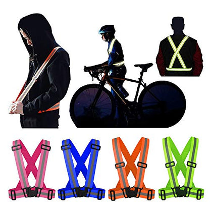 Reflective Vest with Hi Vis Bands Fully Adjustable & Multi-Purpose: Running, Cycling, Motorcycle Safety Dog Walking High Visibility Neon Orange 1PCS