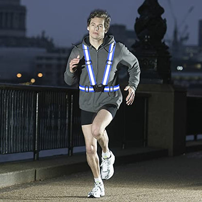 High Visibility Reflective Vest Safety Vest Running Reflective Gear Adjustable Reflective Vest for Walking,Jogging,Hiking,Night Cycling - color: Royal Blue