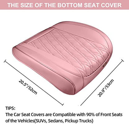 TIEHESYT Pink Car Seat Covers, 1PCS Automotive Faux Leather Seat Covers Front Bottom Protector, Universal Full Wrapping Edge Fit Most Seats of Cars, SUVs, Sedans and Pickup Trucks - color: Pink Diamond, size: 1 PCS