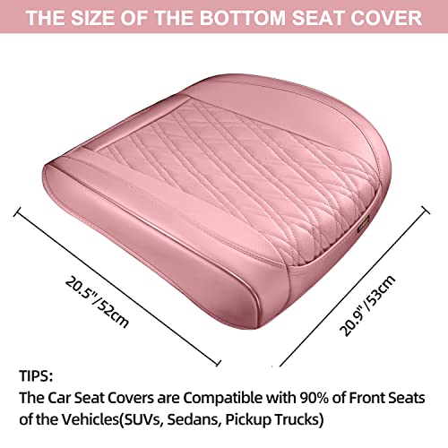 TIEHESYT Pink Car Seat Covers, 2PCS Automotive Faux Leather Seat Covers Front Bottom Protector, Universal Full Wrapping Edge Fit Most Seats of Cars, SUVs, Sedans and Pickup Trucks - color: Pink Diamond, size: 2 PCS