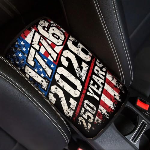 Dreaweet 1776-2026 250 Years Flag Print Arm Rest Cover for Car Soft Scratch-Proof Center Console Cover Pad Universal Armrest Cover for SUV Truck Sedan - color: 1776-2026 250 Years
