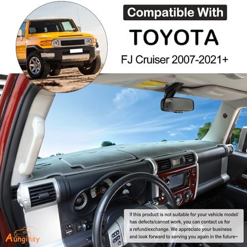Aunginsy Car Dashboard Cover Mat Compatible with Toyota FJ Cruiser 2007-2021 SUV Dashboard Dash Cover Nonslip Grey Mat Sun Pad Dash Carpet Sunshade Glare UV Rays Protector Car Interior Accessories - color: Grey(LHD)