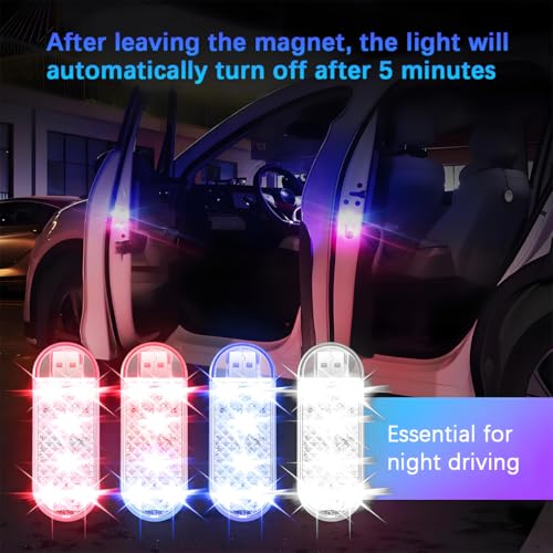 Car Door LED Warning Lights, 2PCS Roadside High Brightness Vehicle Flashing Flares Safety Signal Lamp, Rechargeable Automotive Strobe Lights, Universal for SUV RV Truck (Blue) - color: Blue