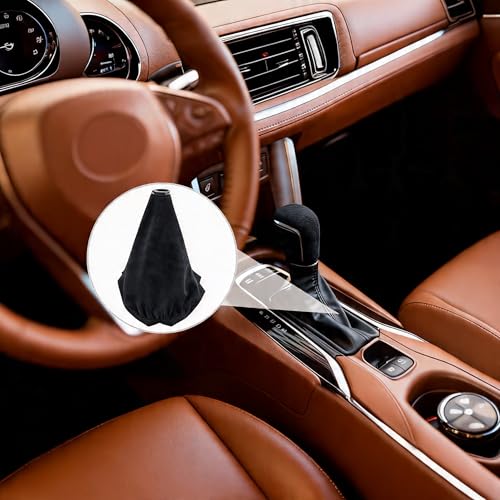 Automotive Shift Knob Dust Cover, Leather Construction, Shifter Boot Cover Replacement Part, Universal Fit for Manual/Automatic Transmissions Automotive Interior Accessories (Gray) - color: Gray