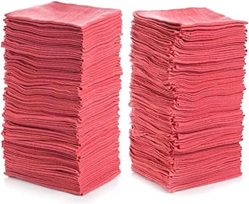 Simpli-Magic Cotton Shop Towels 14"x12" (500 Pack) – Reusable Cleaning Shop Rags for Automobiles, Industries, Garage and Homes (Red) - color: Red, size: 12"x14"